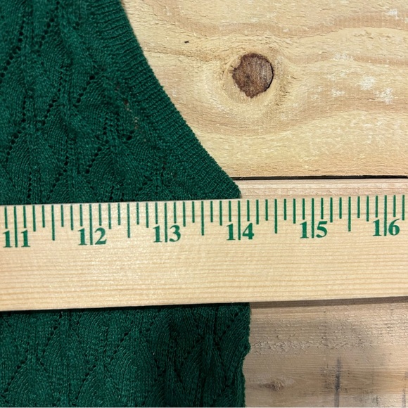 Zara Green Sheer Knit Tank Top Mother Of Pearl Buttons Size Medium - Picture 4 of 5